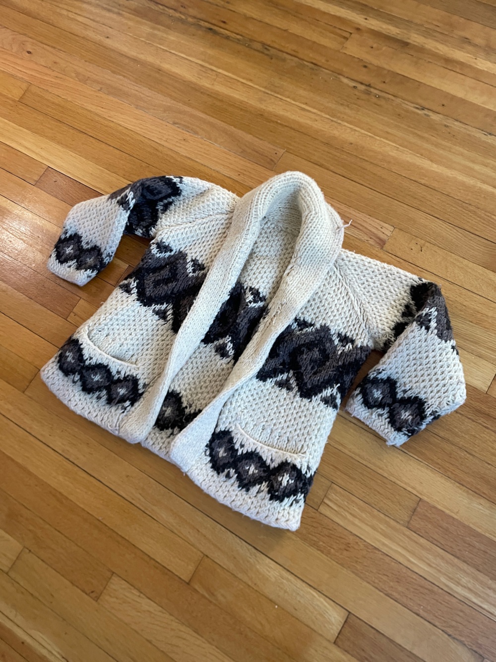 Hand-Knit, Vintage, Wool Women’s Sweater Cardigan